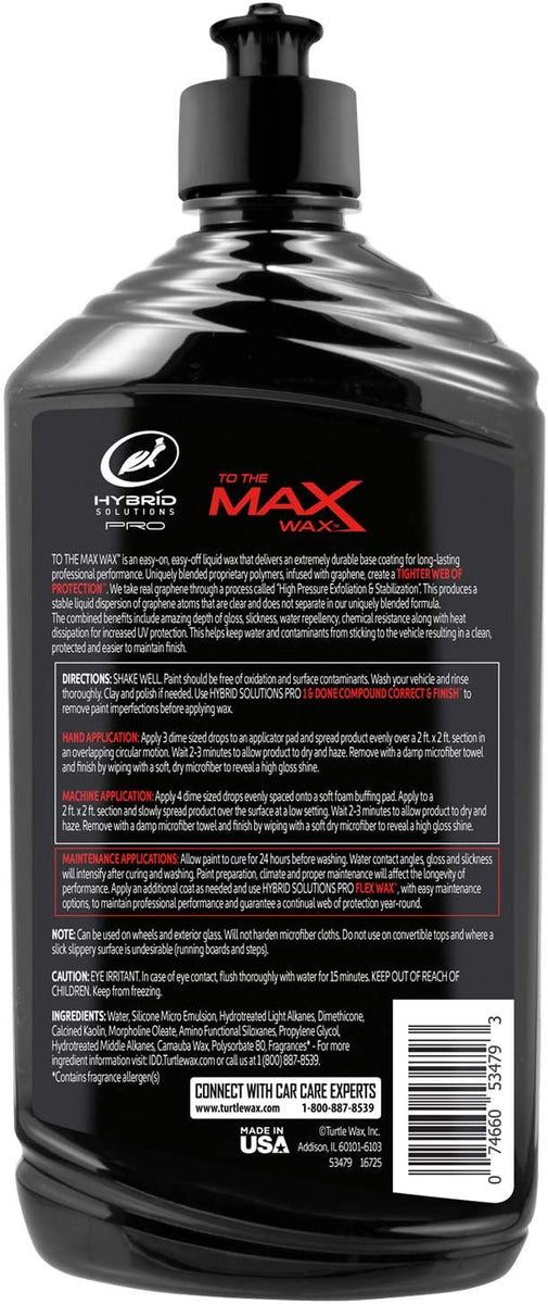 Turtle Wax Hybrid Solutions Pro Flex Wax, Graphene Spray Wax and To The MAX  Wax, Liquid